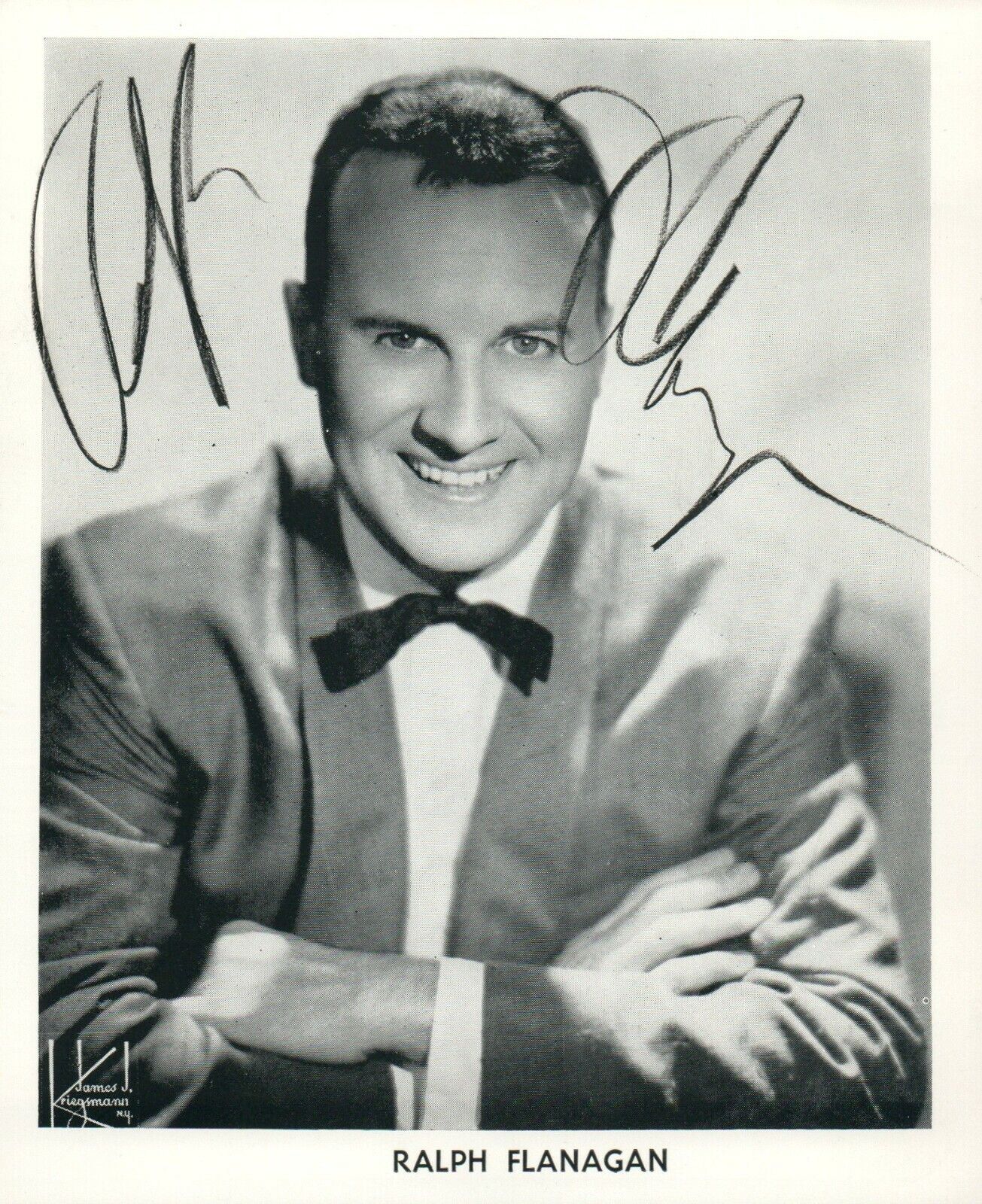 Ralph Flanagan Composer Big Band Leader Hand Signed Autograph 5.25x6.25 Photo Poster painting