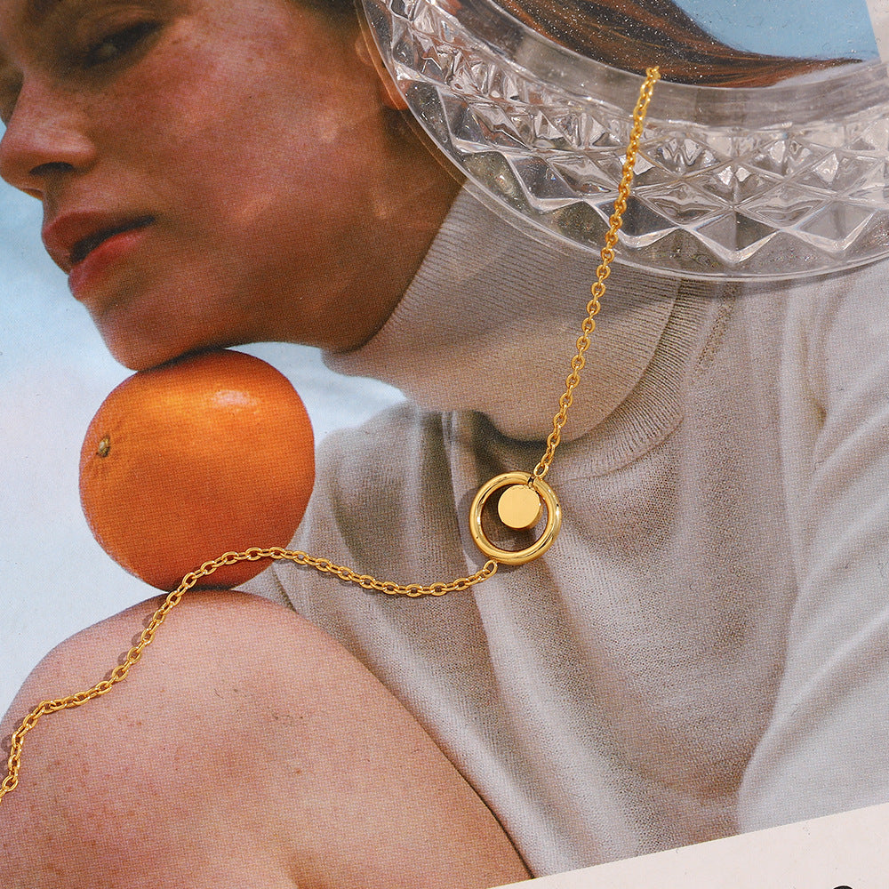 Fashionable And Versatile Second-Hand Jewelry Stainless Steel Plated With 18K Gold Simple Natural Stone Bracelet4