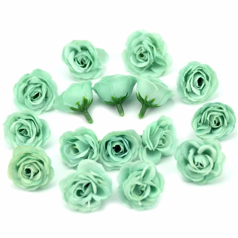 10pcs 2.5cm Mini Silk Artificial Rose Flowers Cloth For Wedding Party Home Room Decoration  DIY Dress  Accessories Fake Flowers