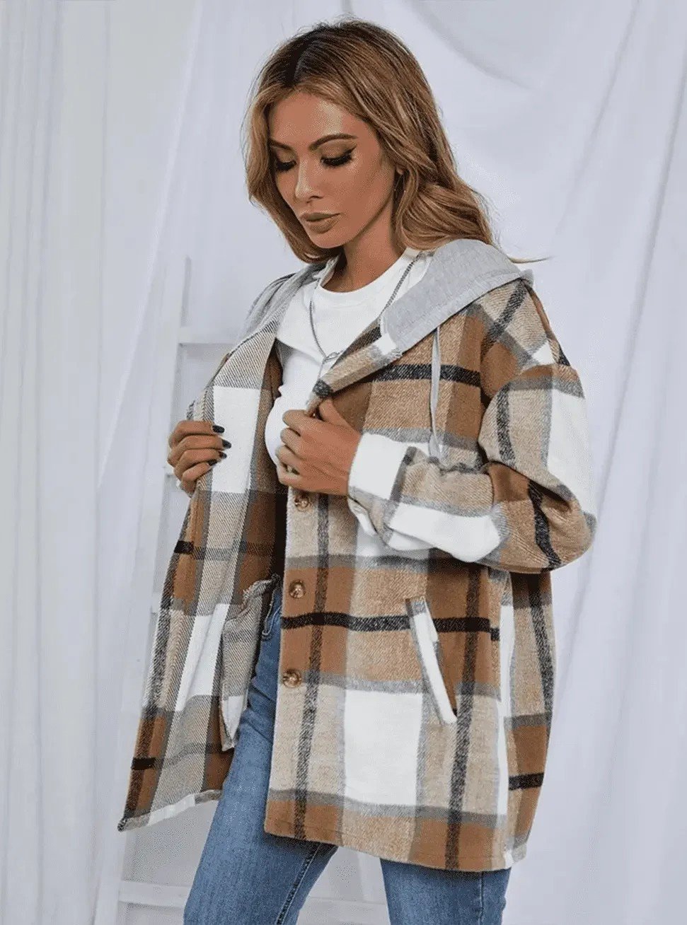  thdmladies Plaid Hooded Jacket thedmladies