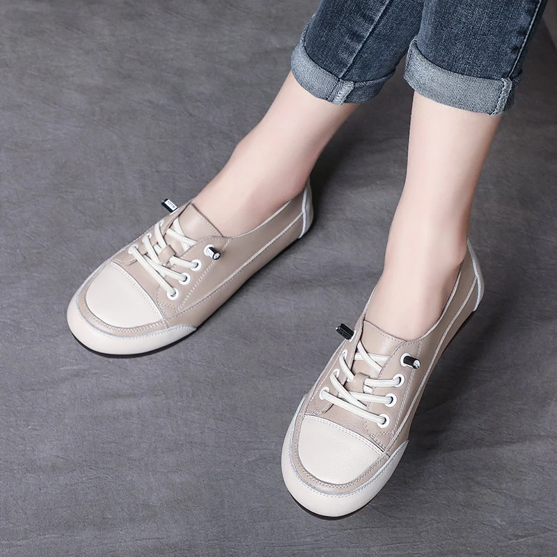 Yyvonne And Summer Soft Leather Soft Soles Women 2025 Flat Leathery Lazy Shoes Women's Shoes Casual