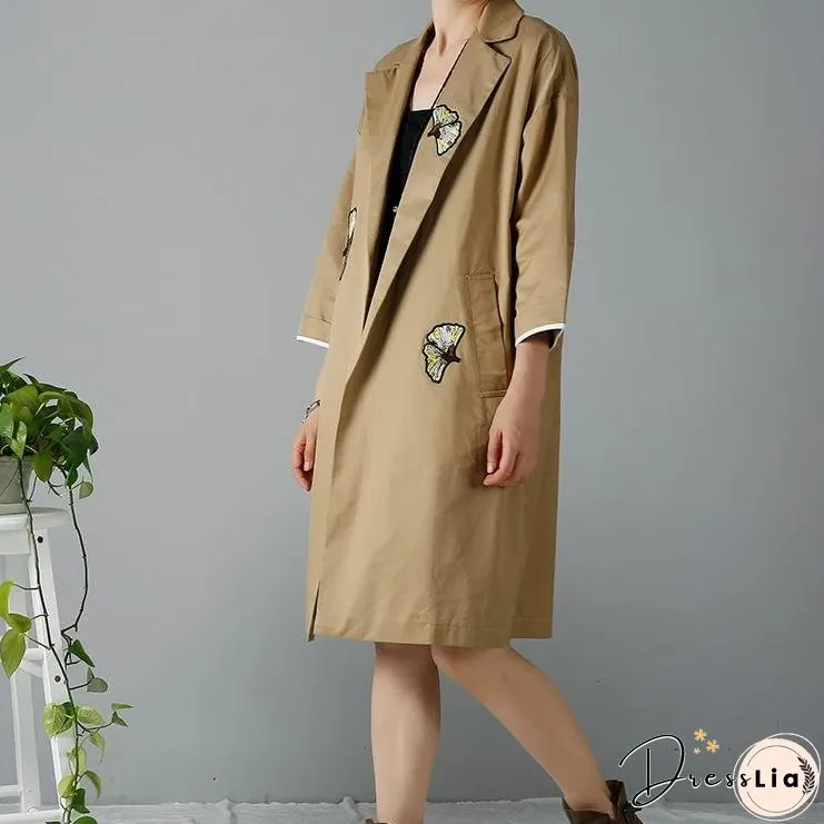 Khaki plus size woman coats oversize trench cardigans