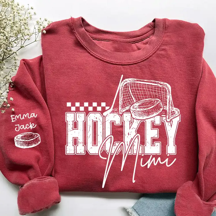 Custom Hockey Mimi SweatShirt, Personalized Family Names with Hockey Design