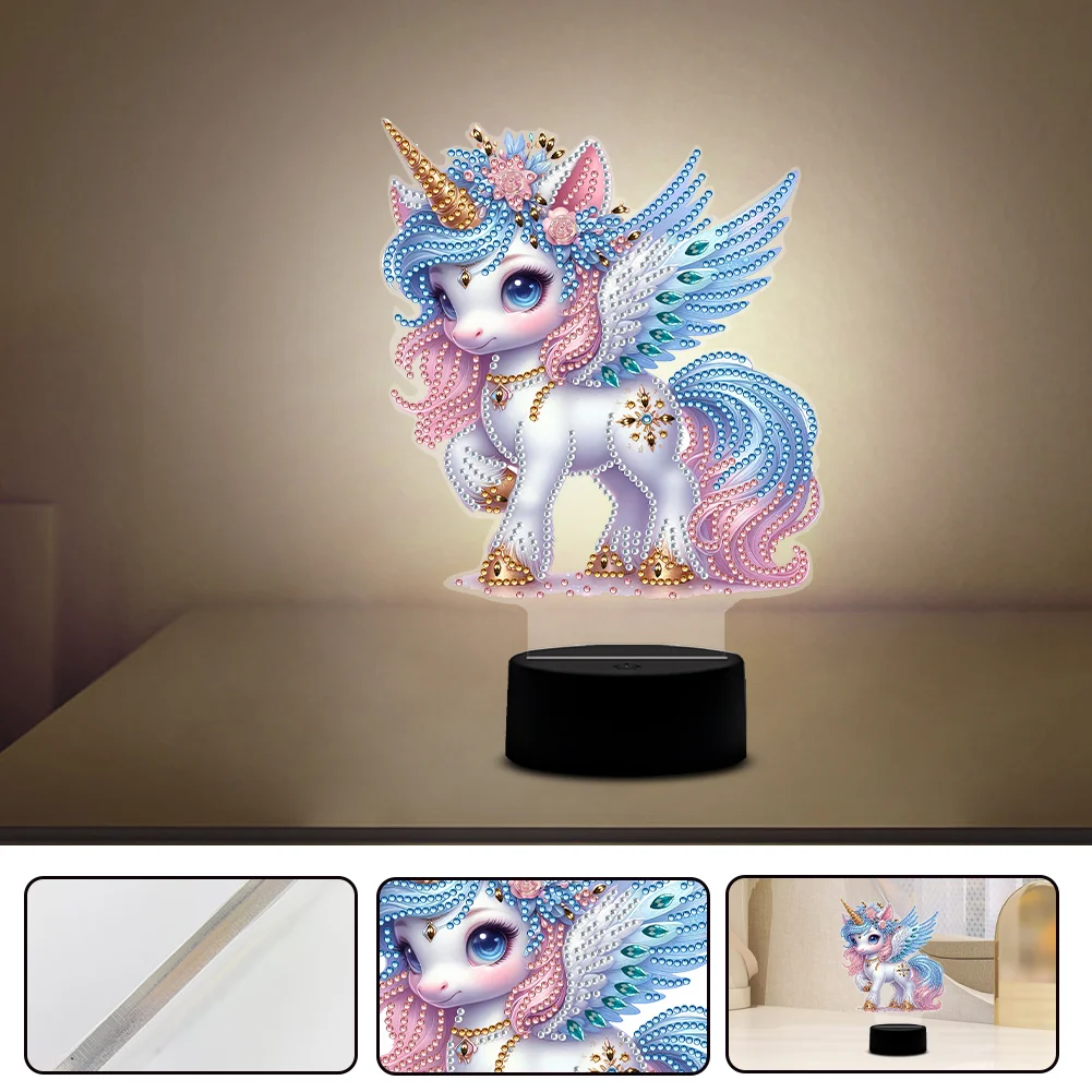 DIY Unicorn Diamond Painting Night Light Diamond Art Lamp Home Decoration 