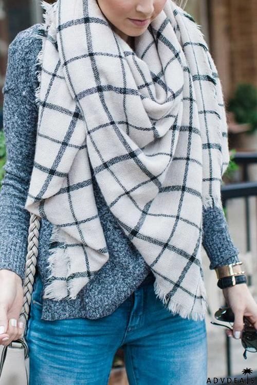 Tassels Plaid Scarf