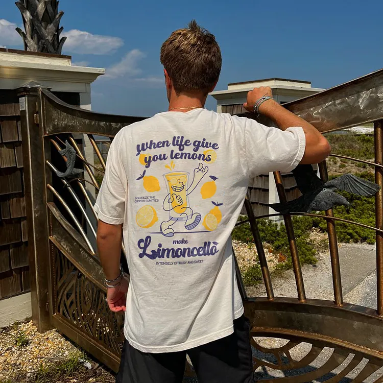 When Life Give You Lemons Make Limoncello Intensely Citrusy And Sweet Printed Men's T-shirt