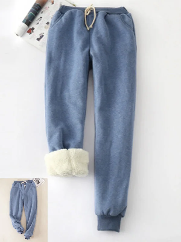 Casual Fluff/Granular fleece fabric Loose H-line Pants