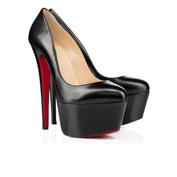 160mm Women's High Heels Red Bottom Pumps Platform Round Toe Shoes