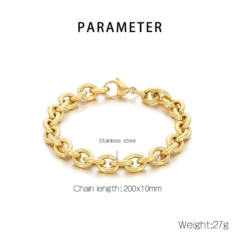 Minimalist Solid Color 304 Stainless Steel 18K Gold Plated Bracelets In Bulk