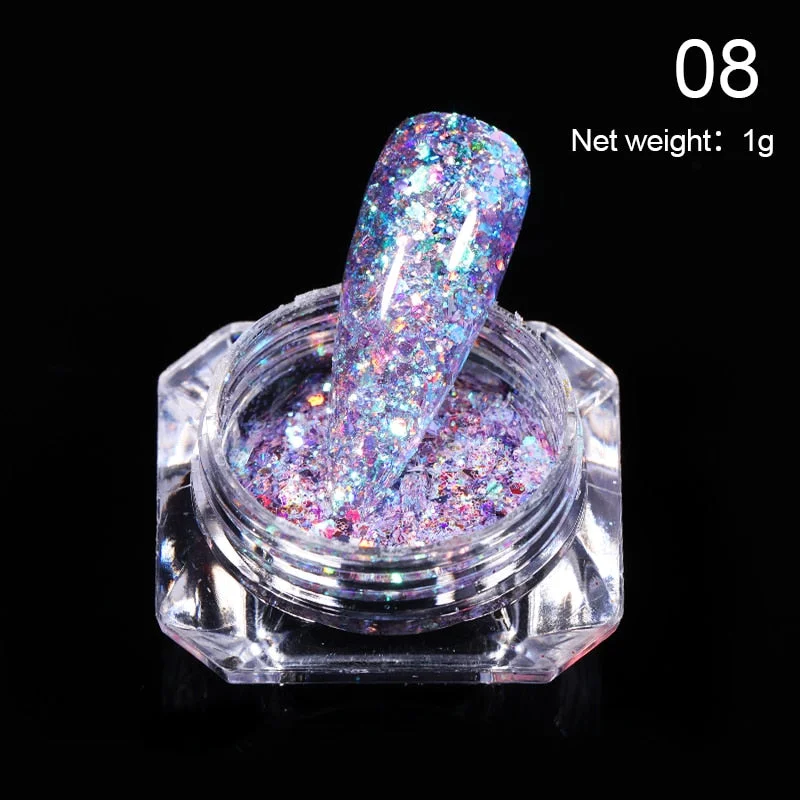 1g Glitter Nail Sequins iridescent Powder Shining Irregular 3D Hexagon Colorful Sequins Summer Popular DIY Nail Art Decoration-Nail Inspo