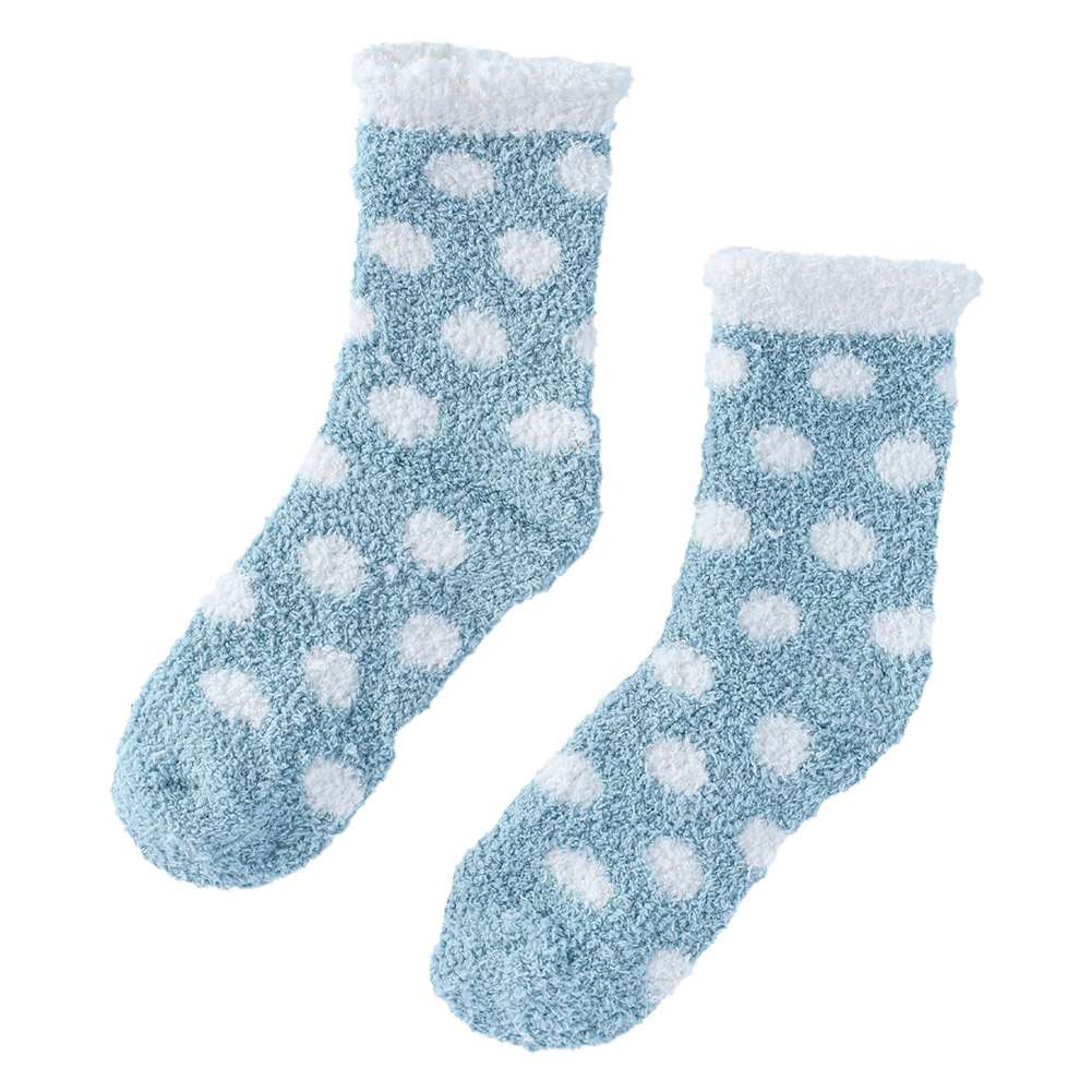 

Winter Coral Fleece Socks Women Warm Floor Plush Sleeping Calf Spot Socks, Blue, 501 Original