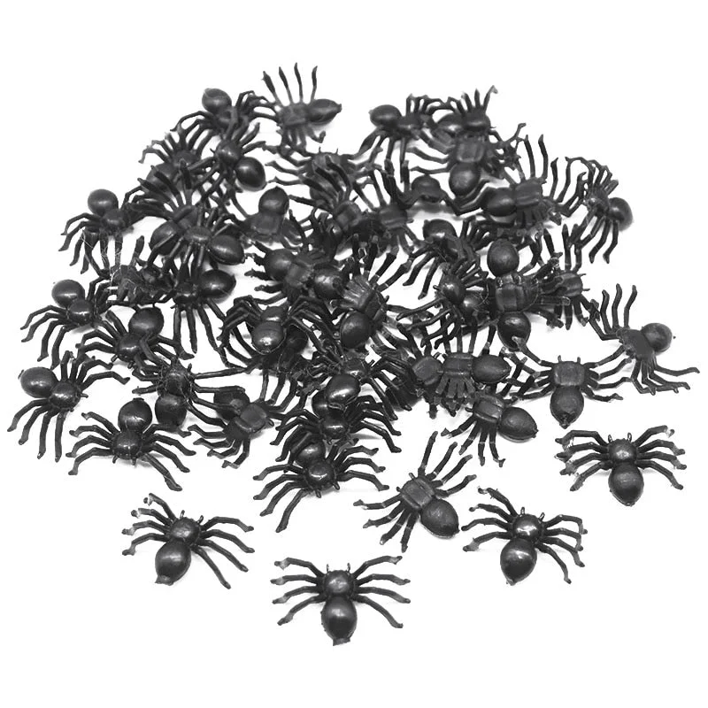 50pcs Horror Black Spider Haunted House Spider Web Bar Party Decoration Supplies Simulation Tricky Toy Kids Halloween Decoration