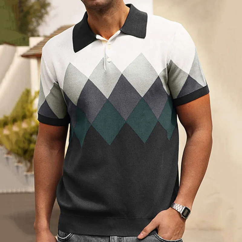 Uveng Uveng Men's New Summer Short-Sleeved Tweed Jack T-Shirt Business POLO Shirt Men's SY0122