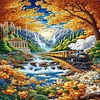 Diamond Painting-DIY Full Round Drill Train Under Autumn Leaves(70*40 CM)