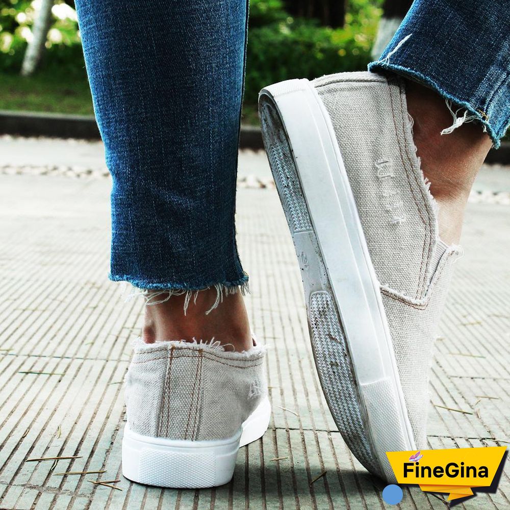 Women Denim Canvas Casual Platform Breathable Footwear Classic Loafers A Pedal Lazy Sneakers Shoes