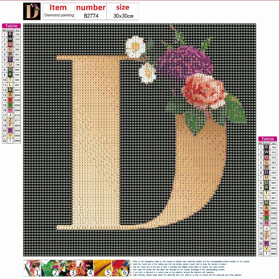 Diamond Painting - Full Round Drill - Flower Alphabet(30*30cm)