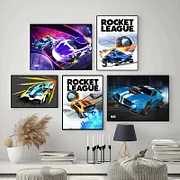Shinevers Rocket League Game Poster Neon Video Game Canvas Painting Wall Art Picture for Modern Boy Room Living Room Home Decor Cuadros Wall Art