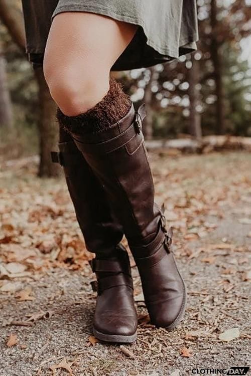 Silky Feather Pattern Topper Boot Cuffs
