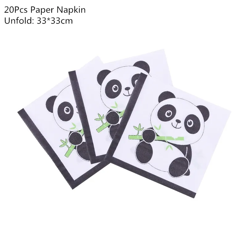 Cartoon Panda Theme Birthday Party Decorations Disposable Tableware Sets Plate Napkin Panda Party Balloon Baby Shower Favors