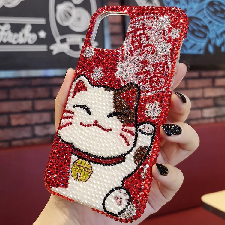 Luxurious Cute Cartoon Lucky Cat Phone Case