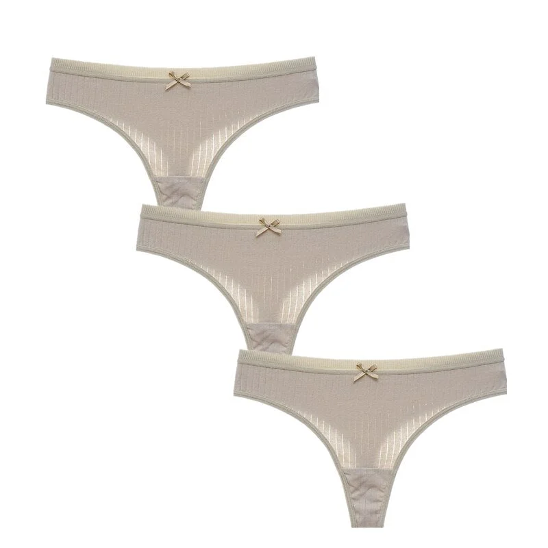 3Pcs/Lot Women's Cotton G-String Thong Panties String Underwear Women Briefs Sexy Lingerie Pants Intimates Ladies Solid Low-Rise