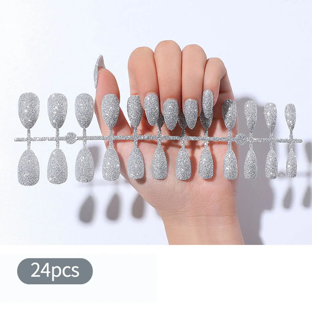 Free shipping fake nails Nail Art Decorations 24pcs Fake Nails Solid Color Frosted Matte Full Cover новогодние накладные ногти-Nail Inspo
