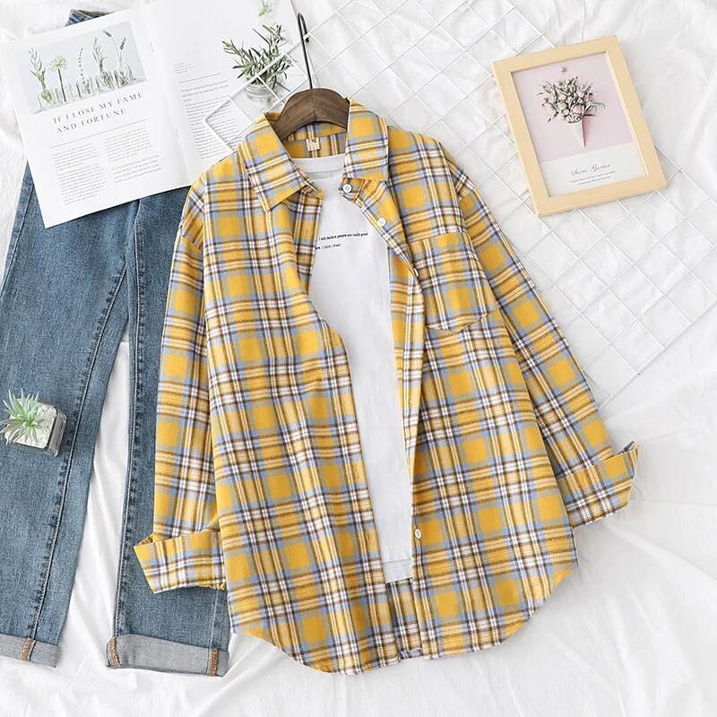 Fresh Design Women Blouses Shirts 2021 New Womens Tops And Blouses Long Sleeve Casual Plaid Shirt Young Style Lady Blouse Tunic
