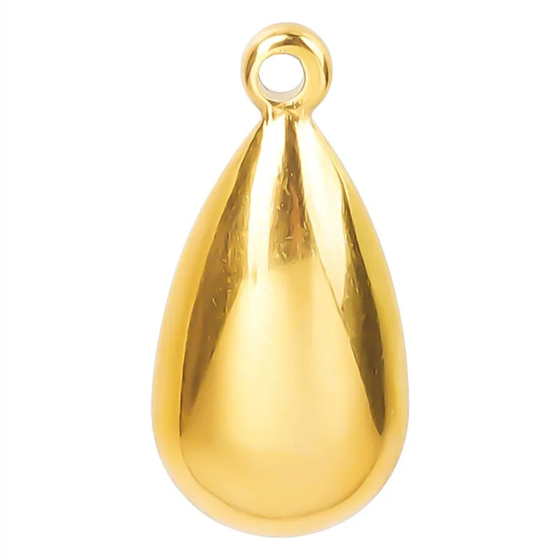 1 Piece 1.7*0.9cm Hole 1~1.9mm 304 Stainless Steel 18K Gold Plated Water Droplets Pendant