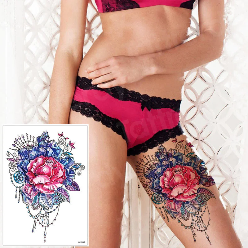 waterproof tattoo stickers bikini peony tattoo & body art flower rose tattoo fake water transfer tattoo temporary tatoo leg arm