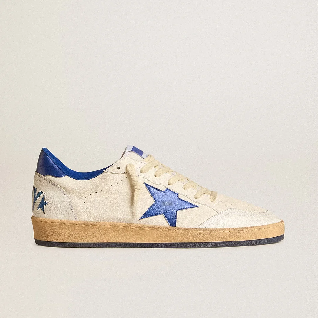 Gentlemen's Low Top Round Toe Stars Print Genuine Leather Causal Sport Sneakers 