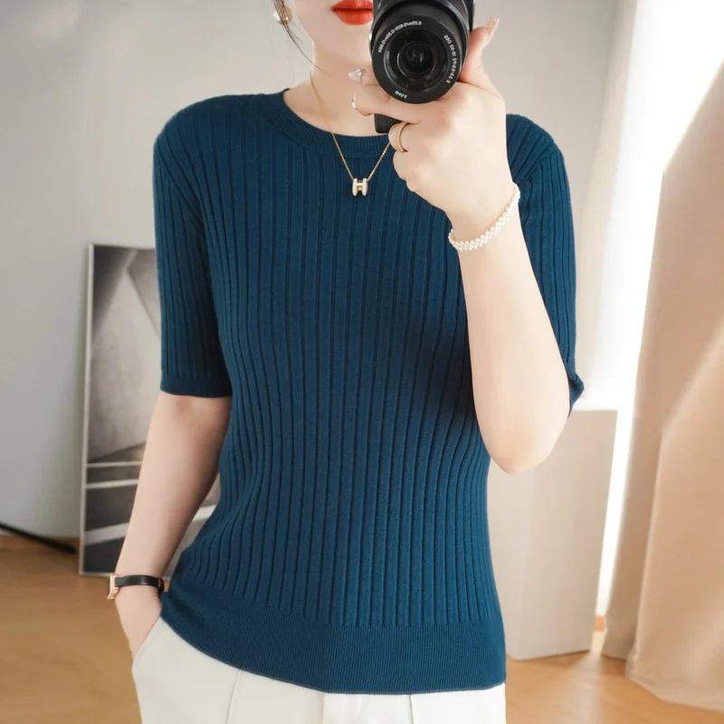 Churchf Churchf Collar Pit Bottom Shirt Women's New Slim Sweater Short Versatile Casual Sweater