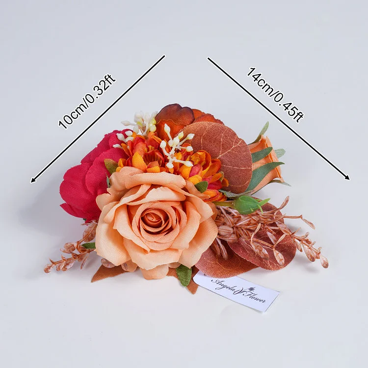 A863614 Autumn Color Series With Greenery Corsage Flower Bridal Bridegroom