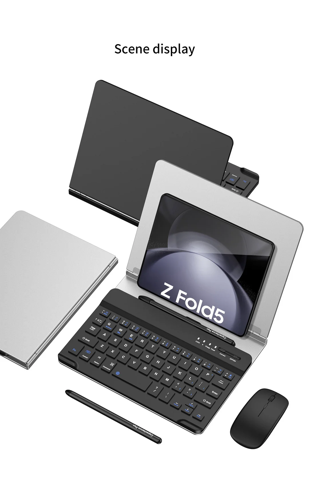 Suitable For Samsung Zfold Mobile Phone Bluetooth Wireless Charging Keyboard Holder Protective Case
