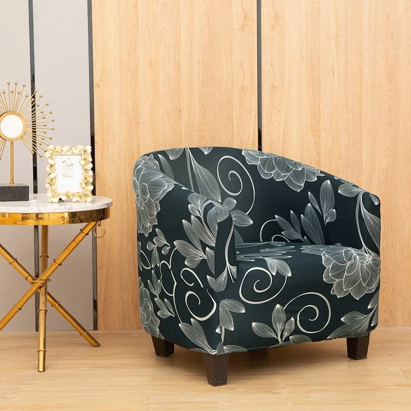 Club Chair Slipcover Stretch Armchair Covers Printed Tub Chair Cover Sofa Cover Spandex Couch Covers for Bar Counter Living Room