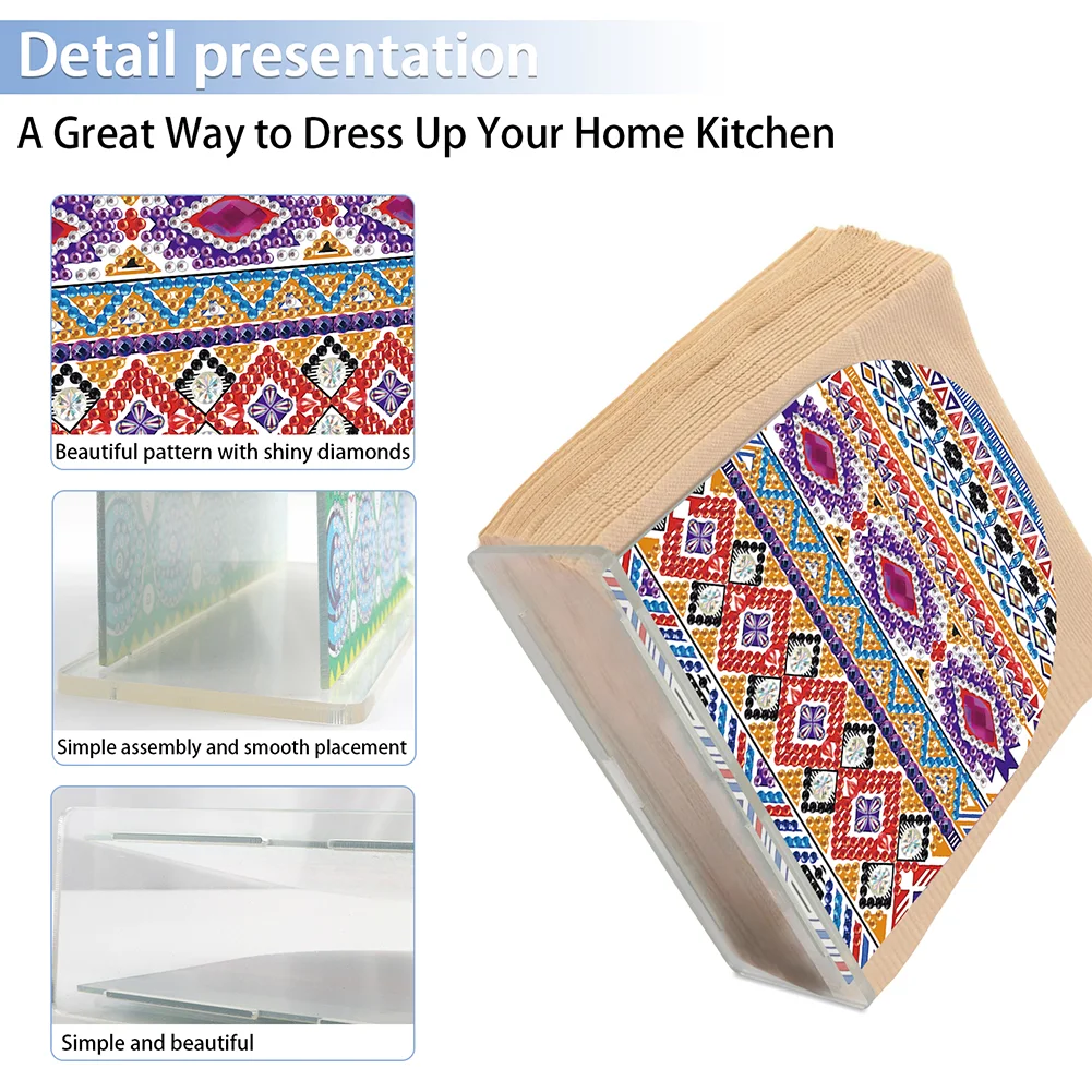 DIY Acrylic Mandala Diamond Painting Napkin Rack Decor for Home Office Decor