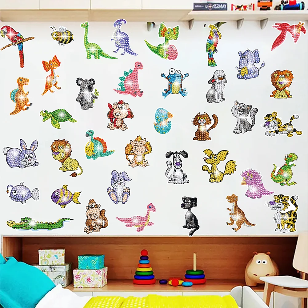 38pcs/a set DIY Animal Diamond Painting Sticker Gem Sticker for Boy Gift