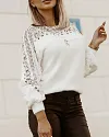 Guipure Lace Lantern Sleeve Sweater
