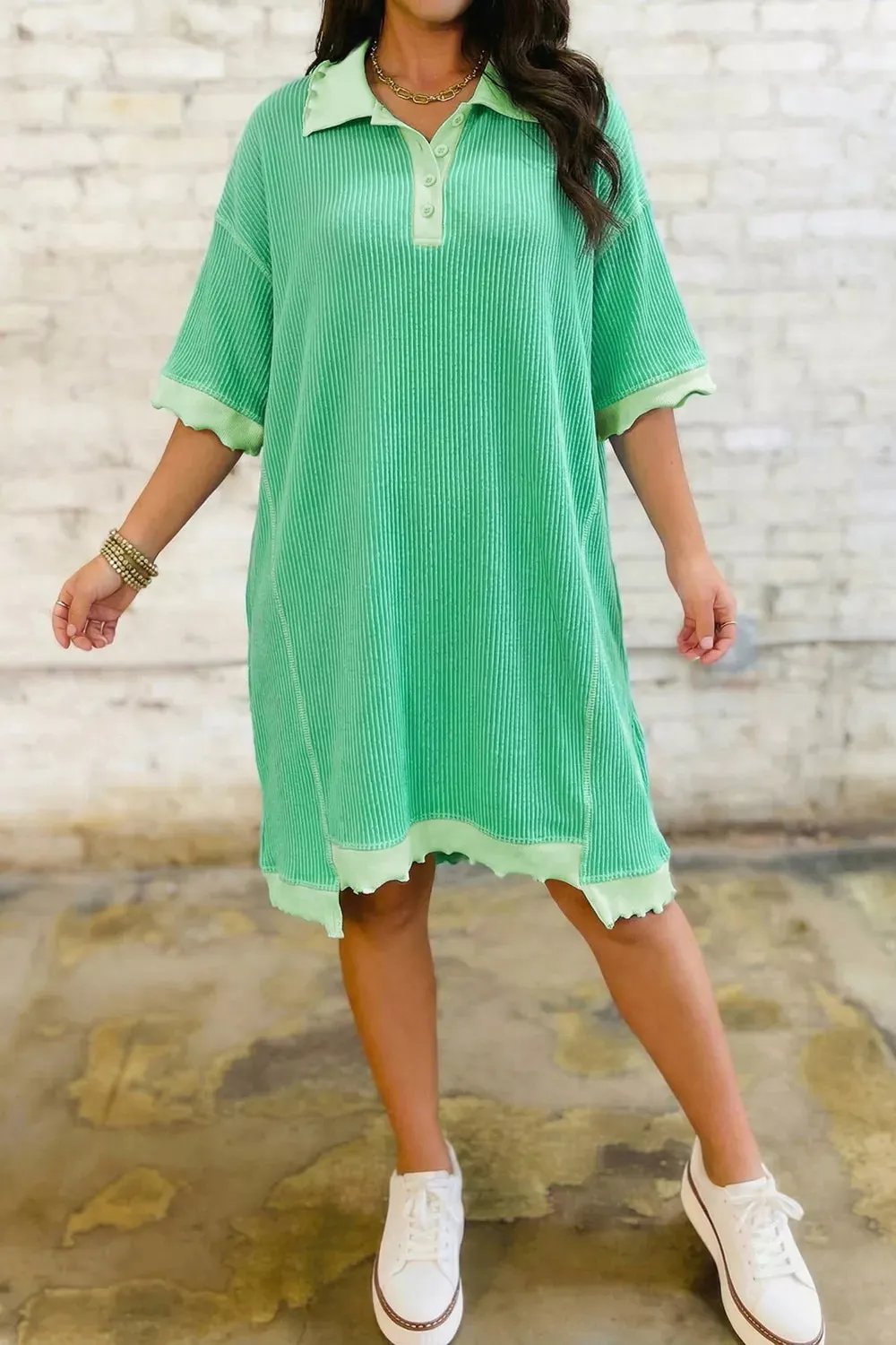 Casual Polo Collar Half Sleeve Mini Dress mysite idetrend