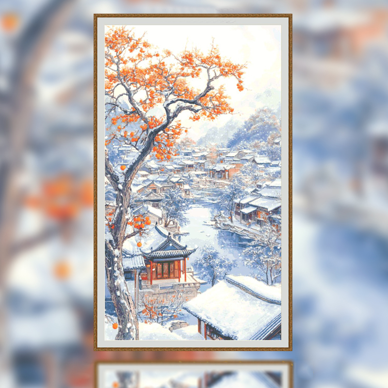 【Fairy Brand】Winter In Jiangnan Full 14CT Pre-stamped Canvas(70*120cm) 104 Colors Egyptian Cotton Cross Stitch