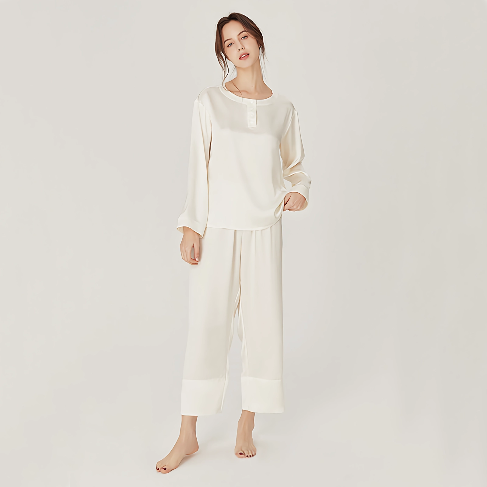 Buttons Neckline Silk Pajamas For Women REAL SILK LIFE