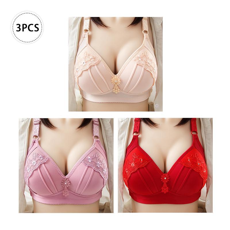  thdmladies Embroidered Wireless Bra thedmladies
