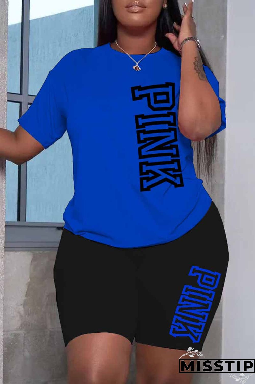 Burgundy Casual Print Letter O Neck Short Sleeve Two Pieces