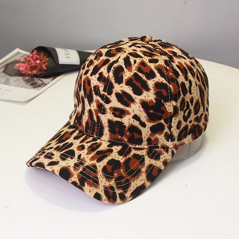 Curved Eaves Baseball Cap Women’s Leopard Print Dome Cap Printed Spring And Summer Men’s And Women’s Sunshade Sunscreen Hat Trendy