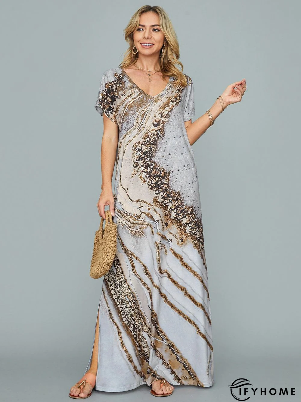 Vacation Ombre Regular Fit V Neck Dress | IFYHOME