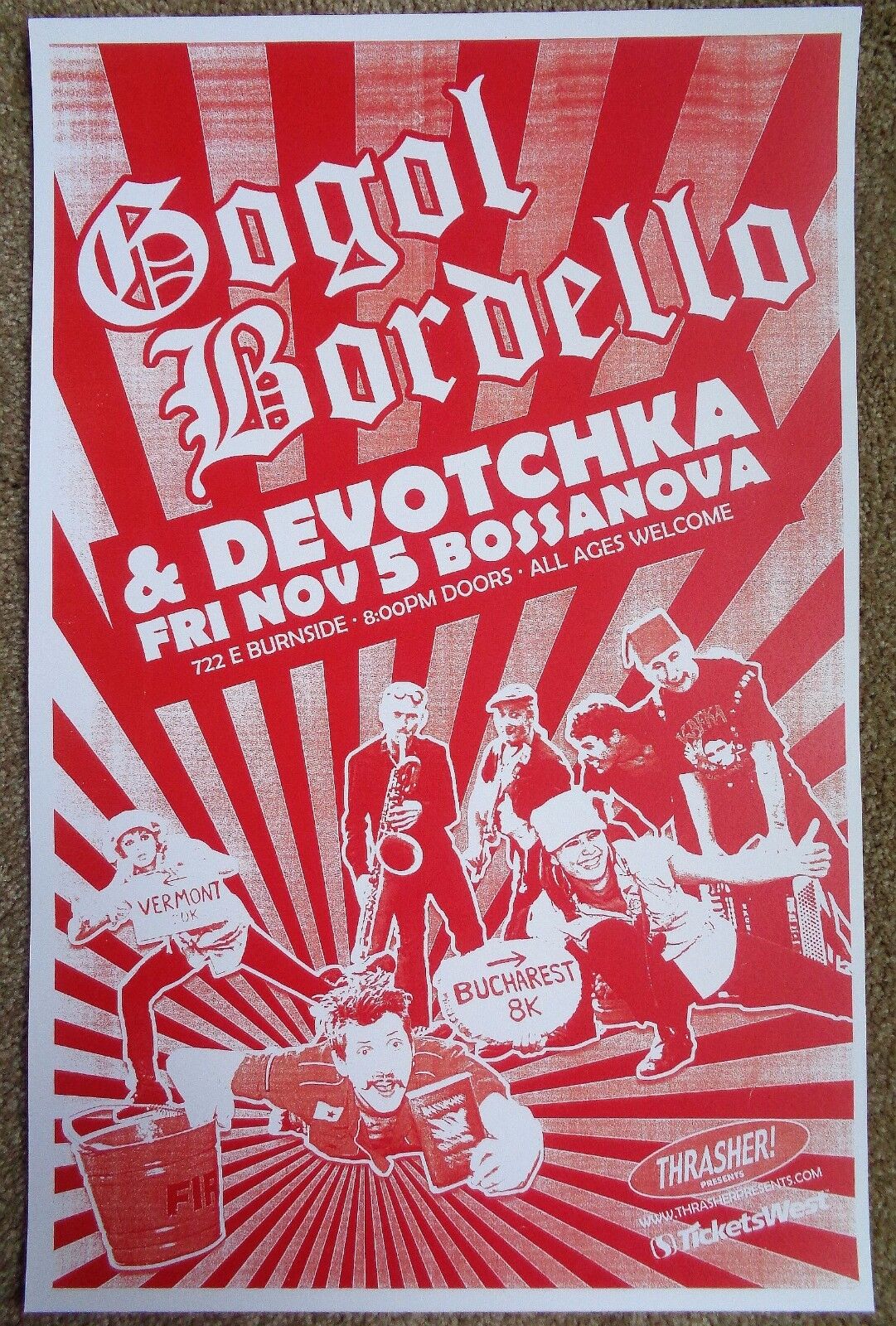 GOGOL BORDELLO 2004 Gig POSTER Portland Oregon Concert