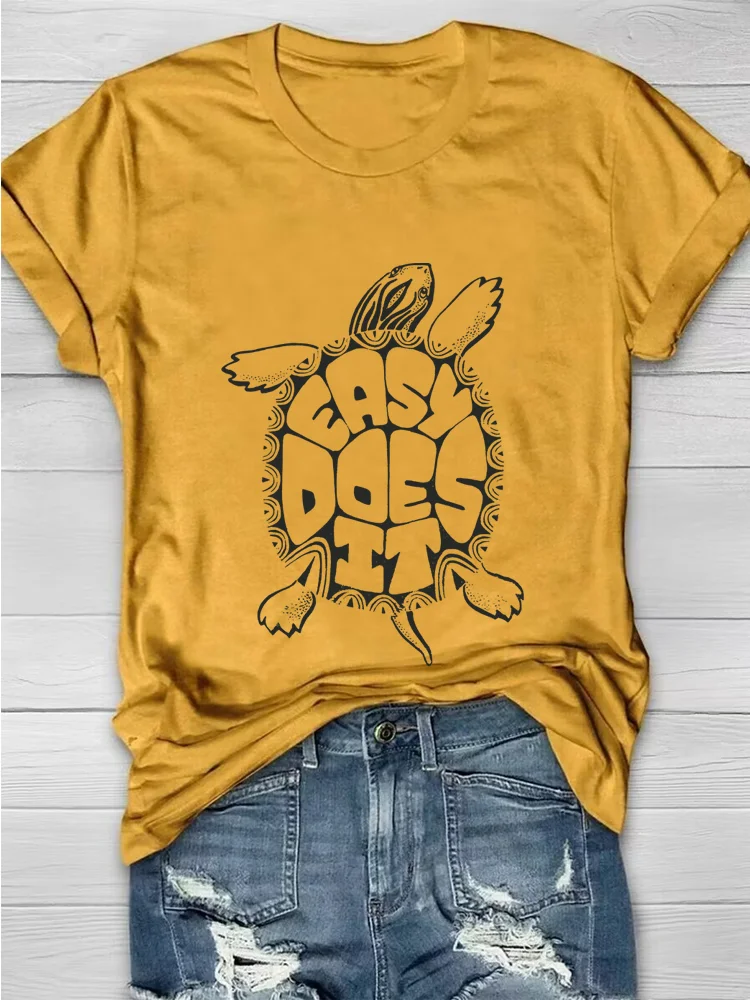 Easy Does It Swimming Turtle Graphic T-shirt