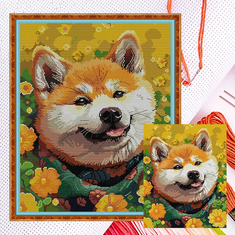 Joy Sunday-Akita Dog (37*47cm) 14CT Counted Cross Stitch gbfke