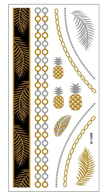 1sheet Indian Arabic body art women metallic temporary Mandala Flash Tattoos necklace sticker gold lace tatoo tatuagem maquiagem