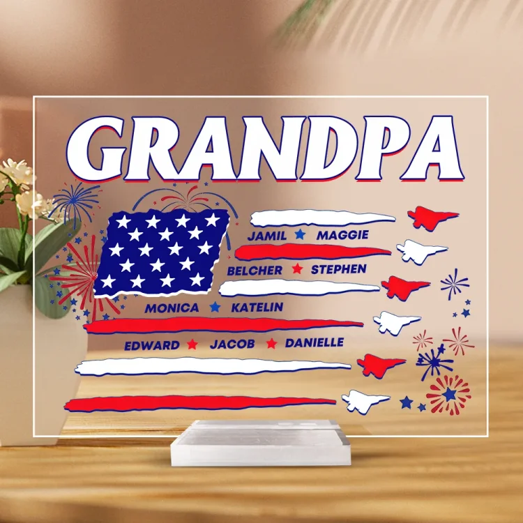 Personalized Square Acrylic Plaque-For Dad Grandpa 4TH Of July Air Force Independence Day
