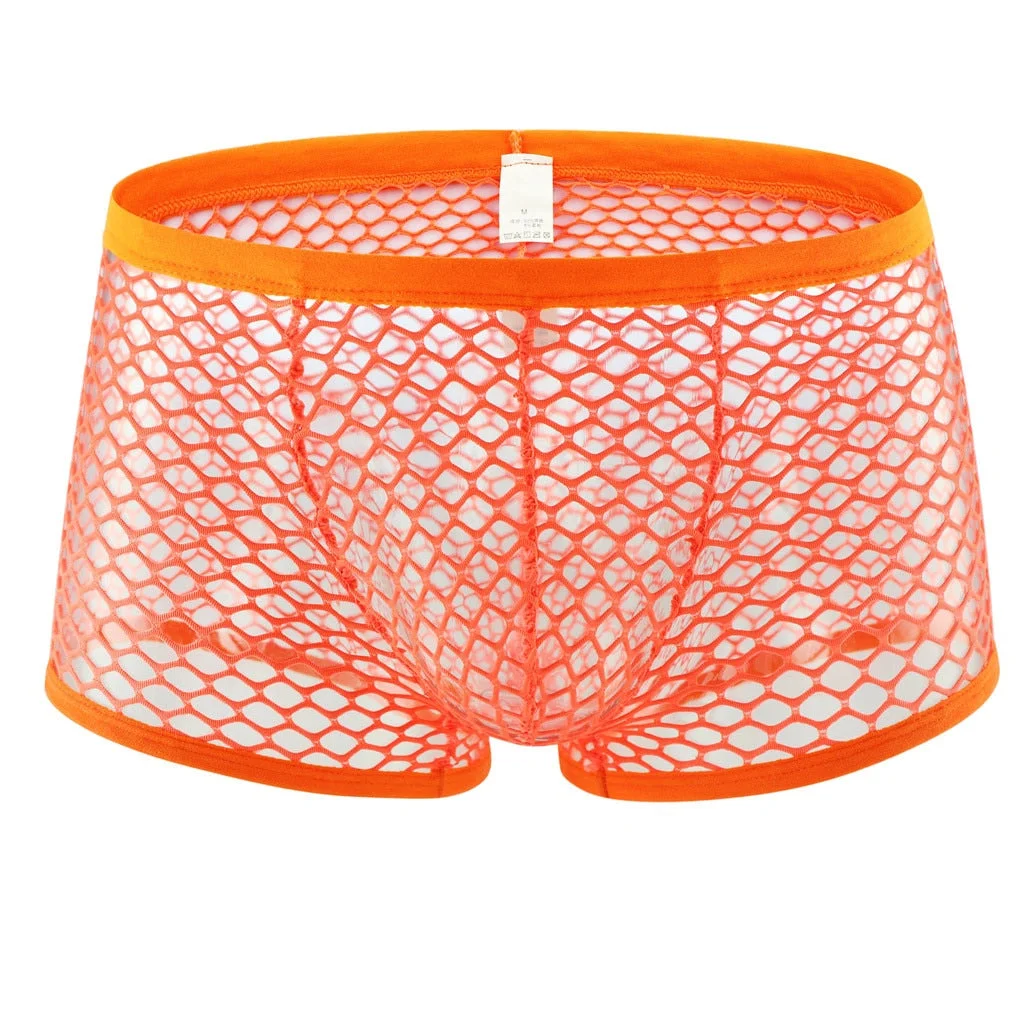 Men's Panties Sexy Mesh Hollow Out Underwear Thongs See Through Sexy Lingerie Erotic Temptation Low-Waist Calzoncillos Hombre